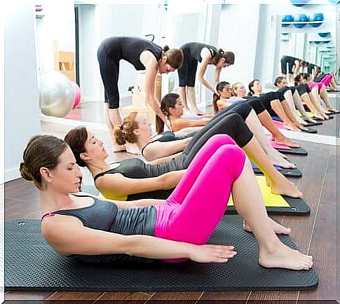 Women practicing yoga and pilates