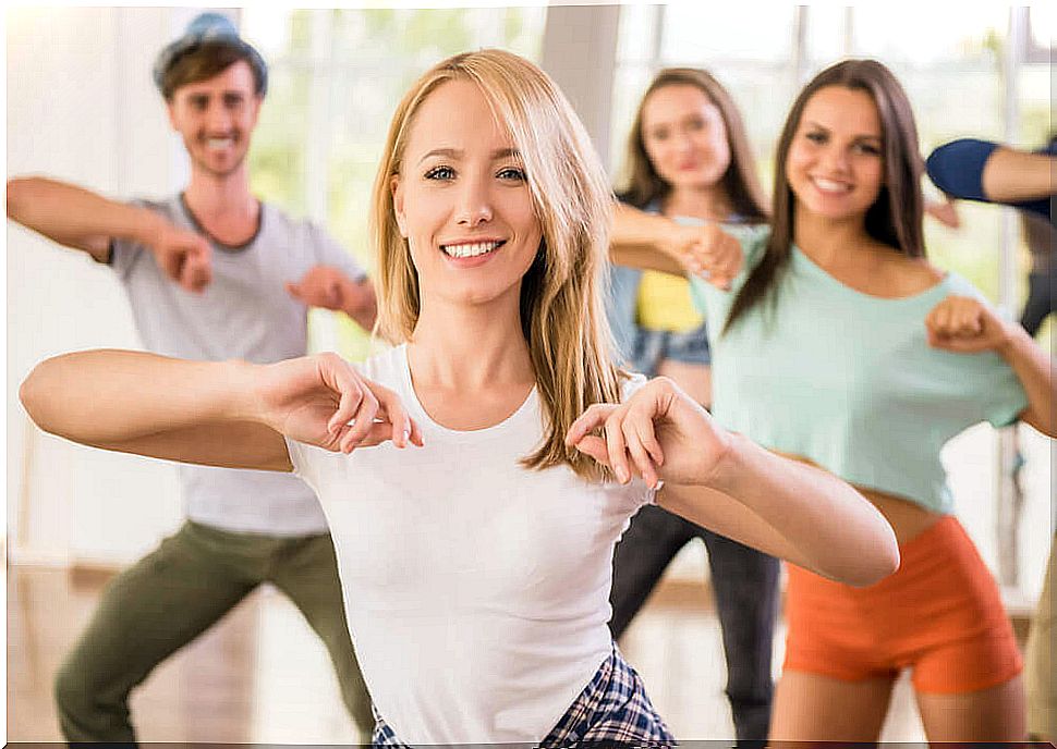 Women dancing.