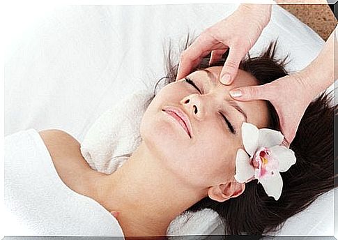 Woman getting head massage