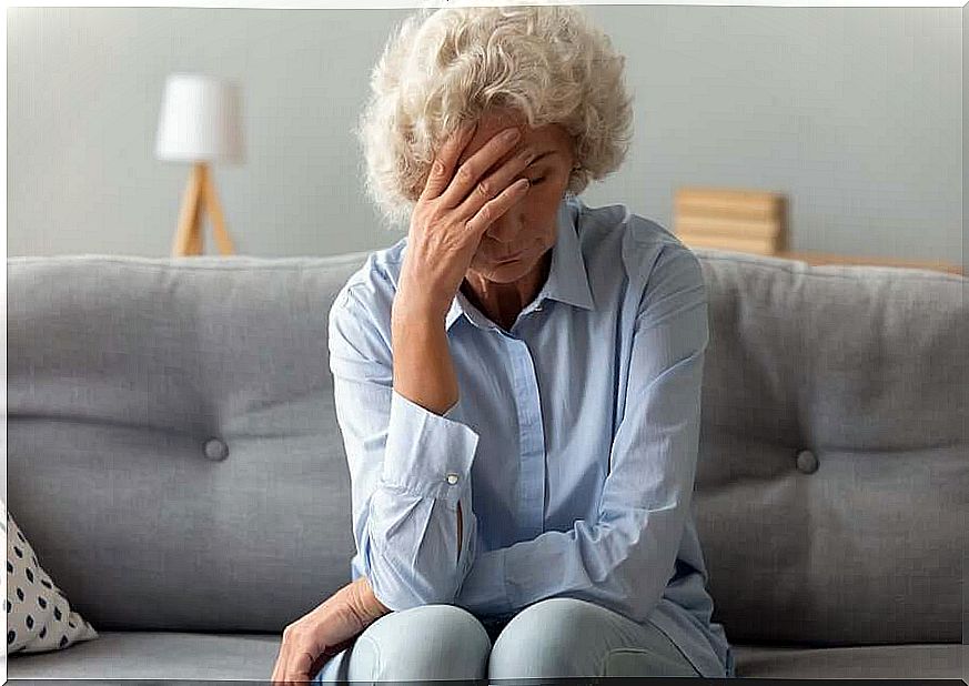 An elderly woman with fatigue