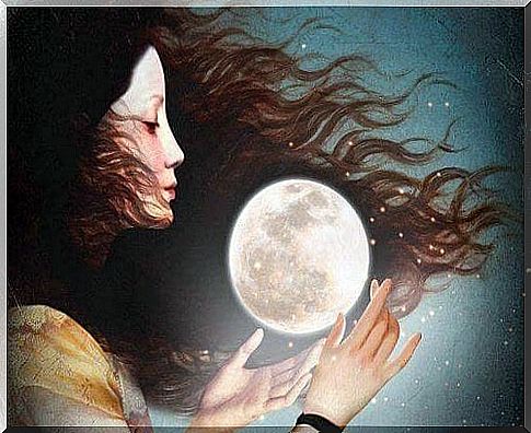 Woman and a moon