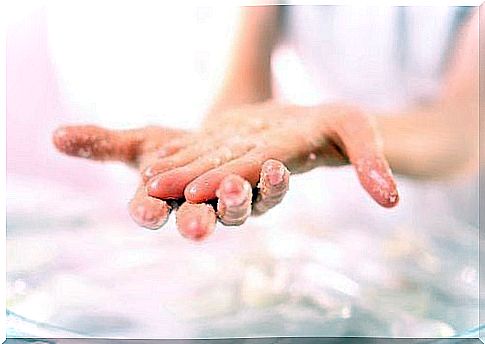 Hands with scrub