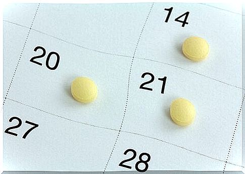 Birth control pills on calendar