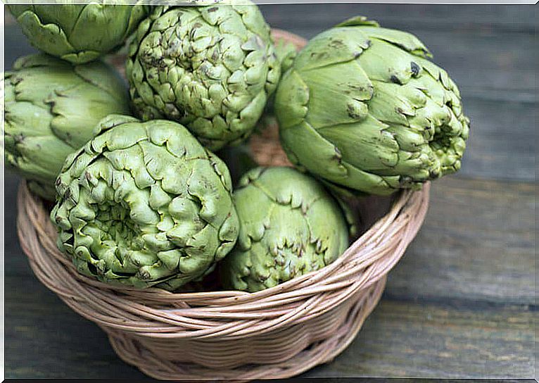 Artichokes in basket.