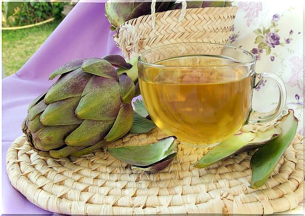 Tea brewed on artichoke.