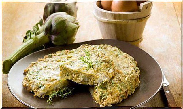 Omelette with artichoke.