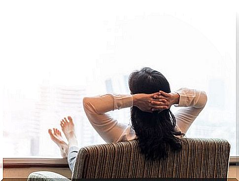 Woman sitting in a chair