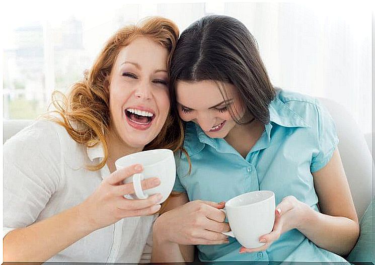 Two girlfriends drinking coffee - healthy menopause