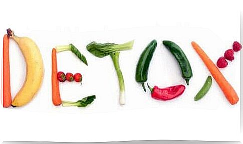 Vegetables form the word "detox" to get rid of toxins