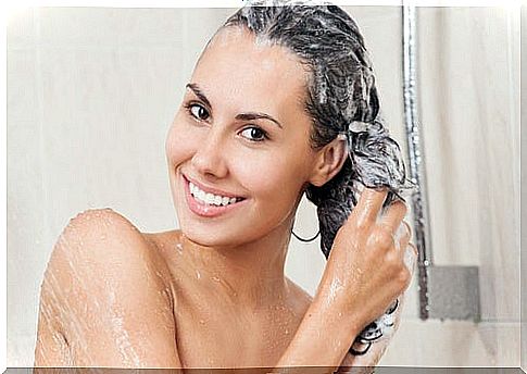 Woman washing her hair