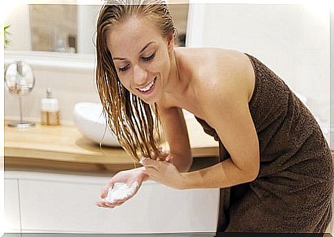 Woman washing her hair